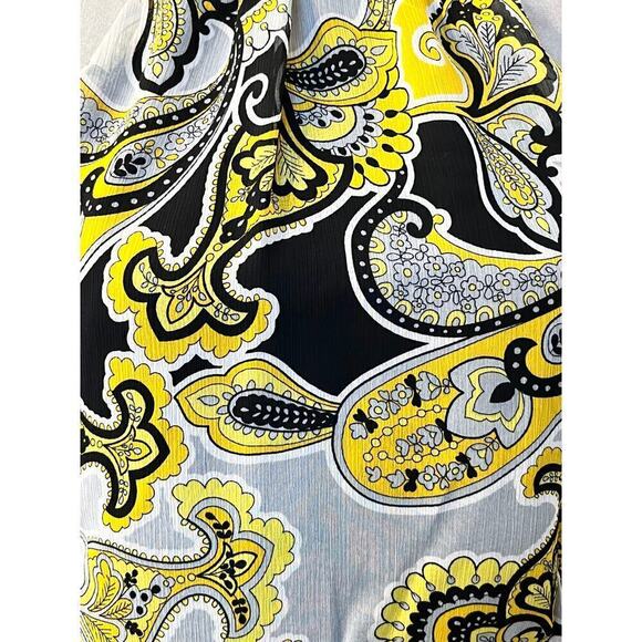 Do & Be Women’s Blouse Paisley Cropped Smocked Waist Tie Neck Y2k Party 70s - Picture 3 of 7